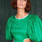 Mackenzie Mode puff sleeve dress in Emerald green