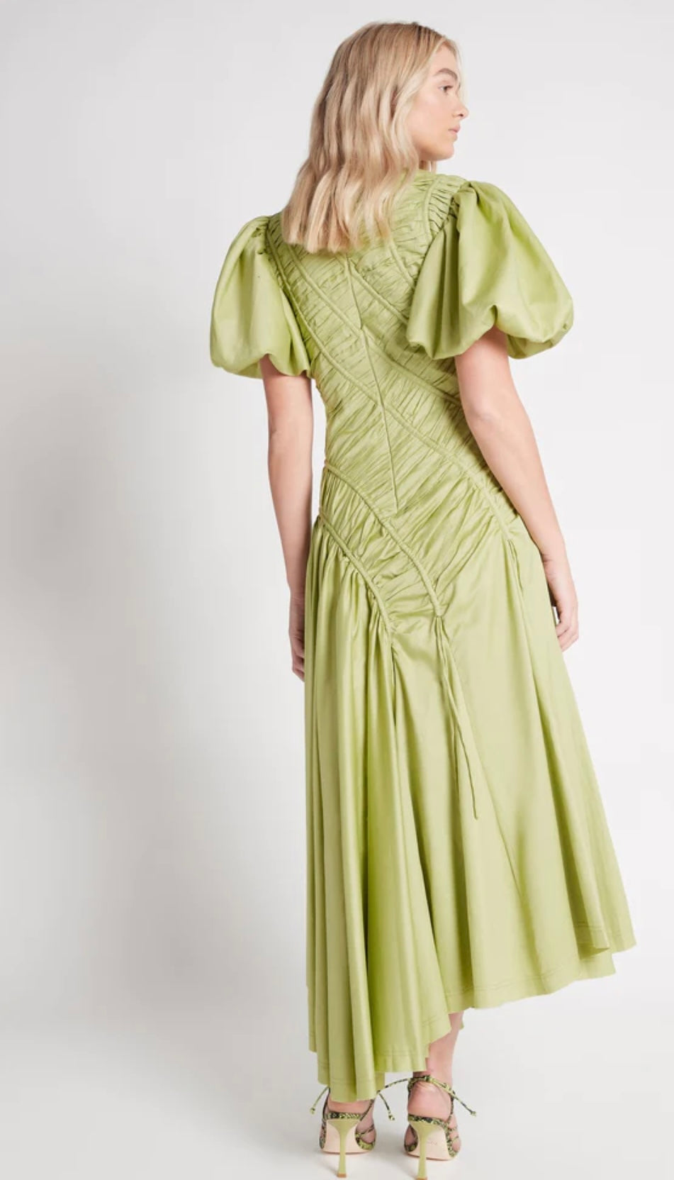 Aje Drawstring midi dress in lime green size 10