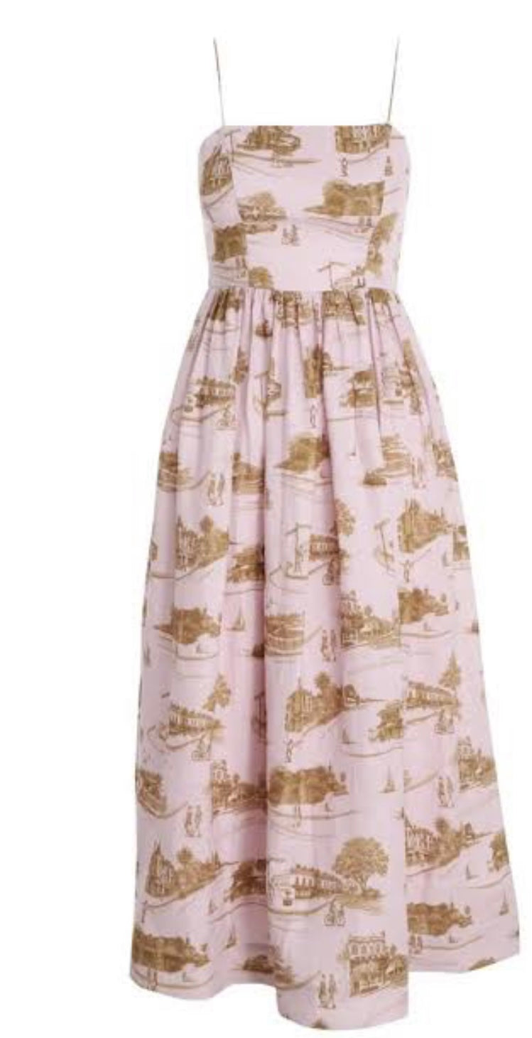 Zimmermann Midi Dress in pink gold toile print Size 0